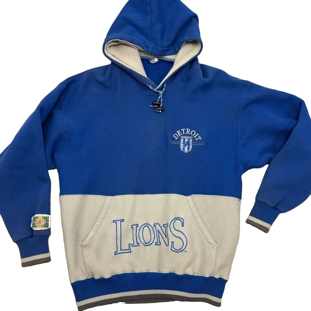 Vintage Detroit Lions Football Hoodie 90s Sz Large NFL  The Game Made USA